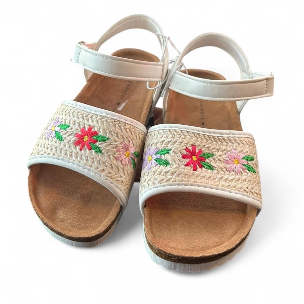 Floral Girl’s Straw Embroidered Platform Sandals | Cute Summer Shoe